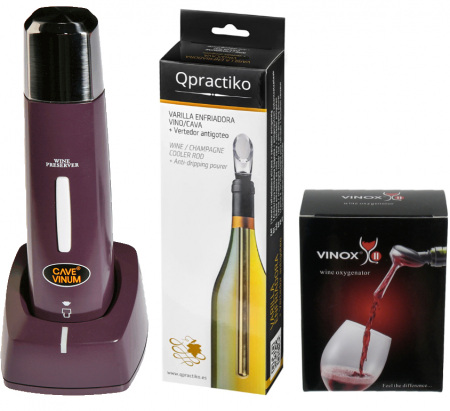 Accessories to preserve, cool and serve wine