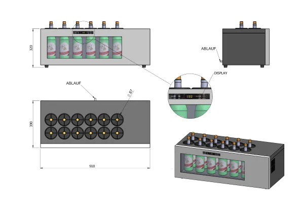 Großer elektrischer Weinkühler für 12 Flaschen